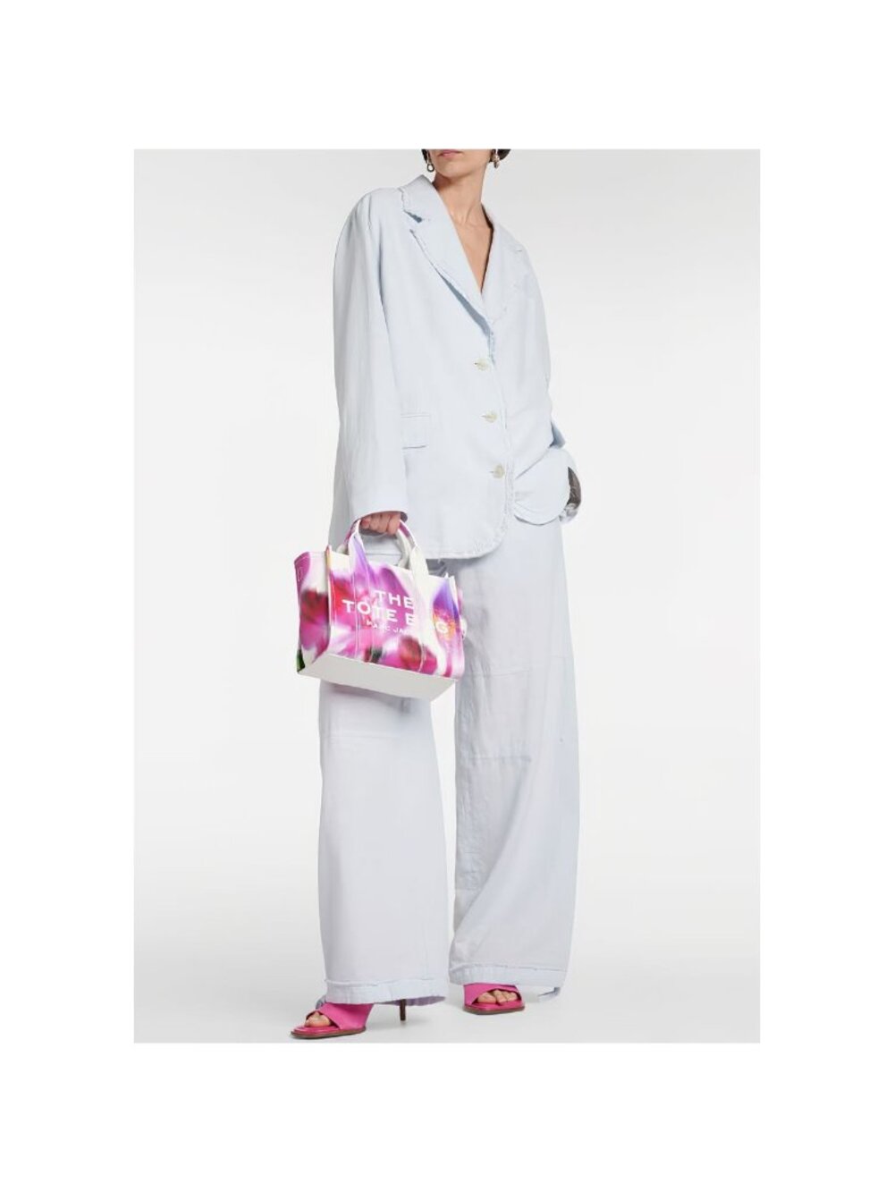 Marc Jacobs Future Floral Small Leather Tote Bag White Multi - Picture 8 of 16